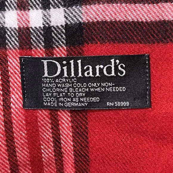 Dillards Plaid Scarf Lot Womens Acrylic Fringe Wrap Red Pink Tan Cream Germany - Picture 7 of 11